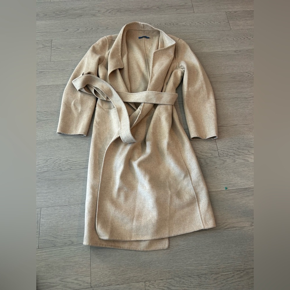 J. Mclaughlin Iryna Wool Blend Belted Cream Size XL NWOT - Picture 2 of 5